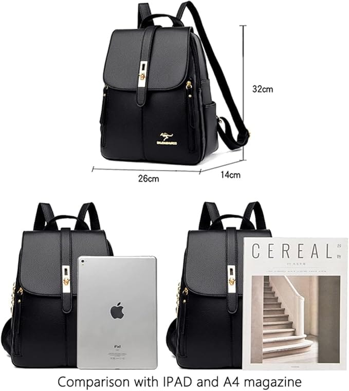 Mochila Feminina Antifurto Humita em Couro PU Impermeável com Bolsos Multifuncionais - Imagem 6
