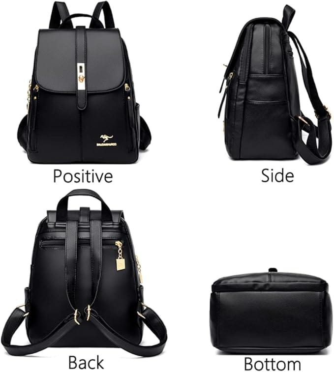 Mochila Feminina Antifurto Humita em Couro PU Impermeável com Bolsos Multifuncionais - Imagem 5