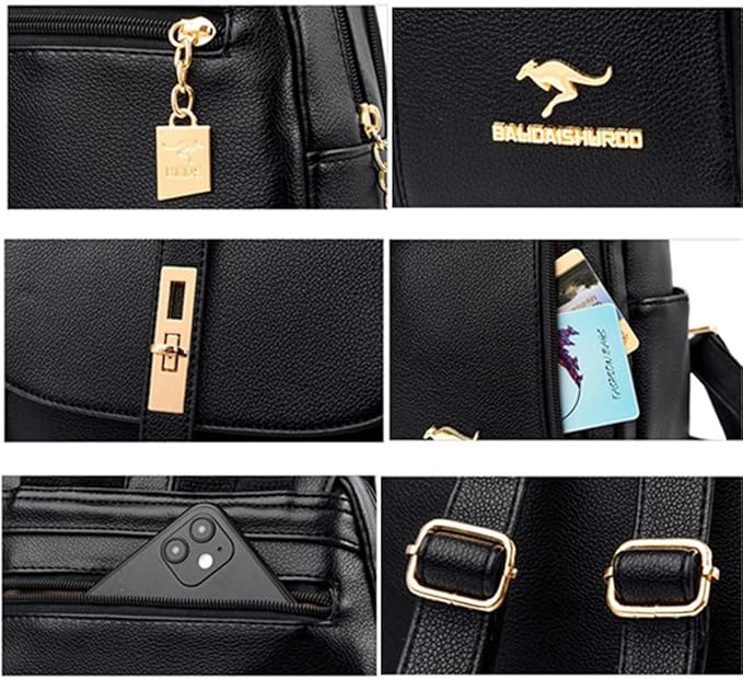 Mochila Feminina Antifurto Humita em Couro PU Impermeável com Bolsos Multifuncionais - Imagem 2