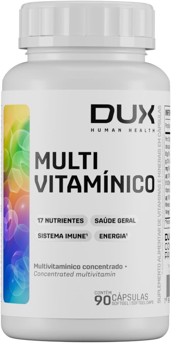 Multivitamínico Dux Nutrition pote com 90 cápsulas para energia, imunidade e saúde geral