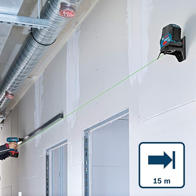 Nível a Laser Verde Bosch GCL 2-15 G com Pontos de Prumo, Auto Nivelamento e Suporte Magnético Profissional - Imagem 6