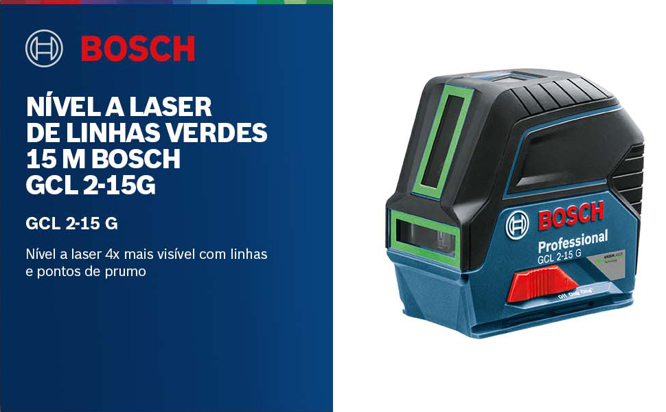 Nível a Laser Verde Bosch GCL 2-15 G com Pontos de Prumo, Auto Nivelamento e Suporte Magnético Profissional - Imagem 4