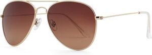 Óculos de Sol JOOX Aviador Polarizado Feminino dourado marrom degradê UV400