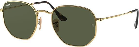 Óculos de Sol Ray-Ban Hexagonal ORB3548NL dourado com lentes verdes frontal