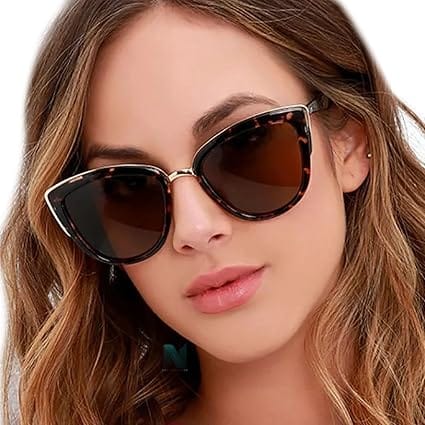 Óculos de Sol Feminino Polarizado Gatinho NIBAY UV400 Armação Tartaruga com Lentes Polarizadas