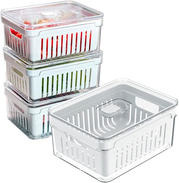 Organizador de Geladeira Clear Fresh kit com 4 organizadores transparentes para alimentos, frutas e verduras
