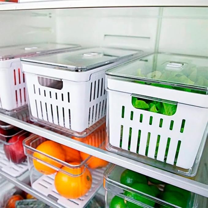 Organizador de Geladeira Clear Fresh Kit 4 Peças 2,2L com Tampa e Cesto - Imagem 3
