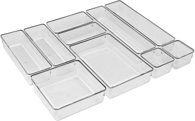Organizador Modular Acrimet kit com 10 peças transparentes para gavetas, armários e bancadas