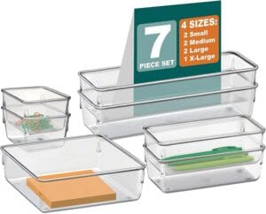 Organizador Modular Acrimet kit com 7 peças transparentes para gavetas, armários e bancadas