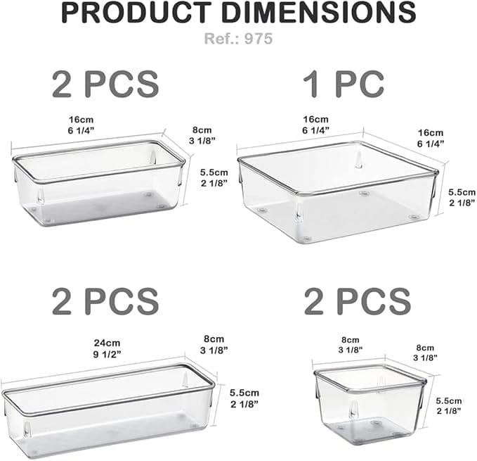 Organizador Modular Acrimet Transparente Kit 7 Peças para Gavetas e Armários - Imagem 8