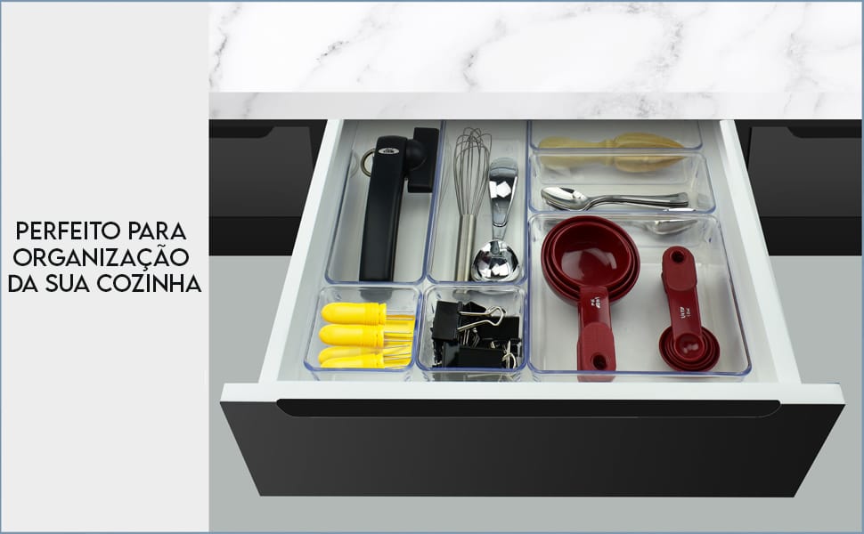 Organizador Modular Acrimet Transparente Kit 7 Peças para Gavetas e Armários - Imagem 3