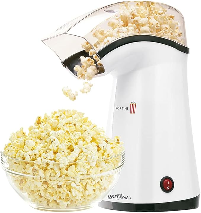 Pipoqueira Britânia Pop Time preparando pipoca sem óleo com tecnologia de ar quente