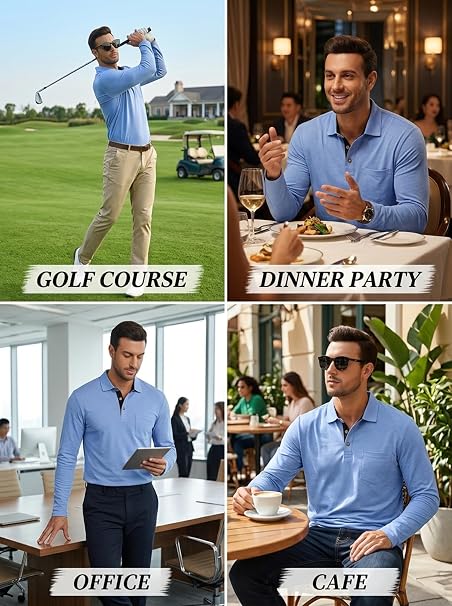 Camisa Polo Masculina Manga Comprida PICKLION Casual com Bolso - Imagem 7