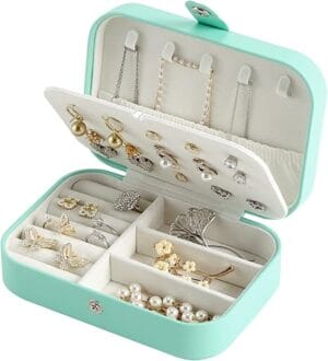 Porta Joias Feminino CASEGRACE com compartimentos para anéis brincos colares e pulseiras