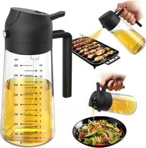 Pulverizador de Azeite TrendPlain spray e dispenser 2 em 1 de vidro 470ml para cozinha