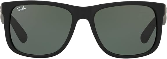 Óculos de Sol Ray-Ban Justin ORB4165L frontal preto com lentes verde escuro