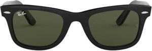 Óculos de Sol Ray-Ban Wayfarer ORB2140 preto com lentes verdes frontal