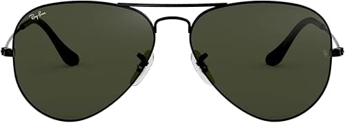 Ray-Ban Aviator RB3025 preto com lentes verdes vista frontal
