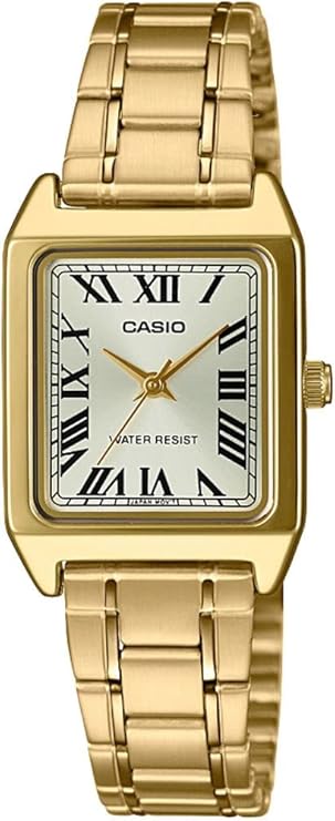 Relógio Casio LTP-V007G-9B Feminino dourado retangular com algarismos romanos