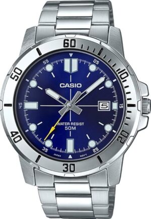 Relógio Casio Masculino MTP-VD01D-2EVUDF azul analógico em aço inoxidável