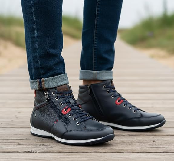 Sapatênis Masculino Couro Legítimo Cano Alto Klaufine Venture 1005: conforto, sofisticação e estilo urbano premium - Imagem 5