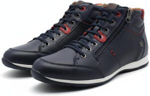 Sapatênis Masculino Couro Legítimo Cano Alto Klaufine Venture 1005 azul em couro legítimo
