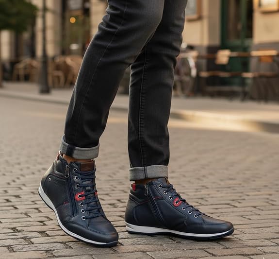 Sapatênis Masculino Couro Legítimo Cano Alto Klaufine Venture 1005: conforto, sofisticação e estilo urbano premium - Imagem 6