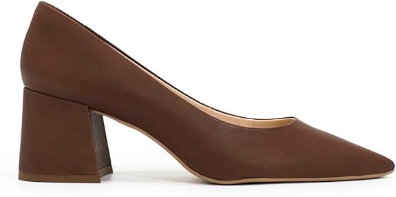 Scarpin Clássico Polo London Club Marrom Castanho Salto Médio Bloco Feminino em Couro Comfort - Imagem 8