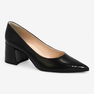 Scarpin Clássico Polo London Club em Couro Comfort Salto Médio Bloco Feminino