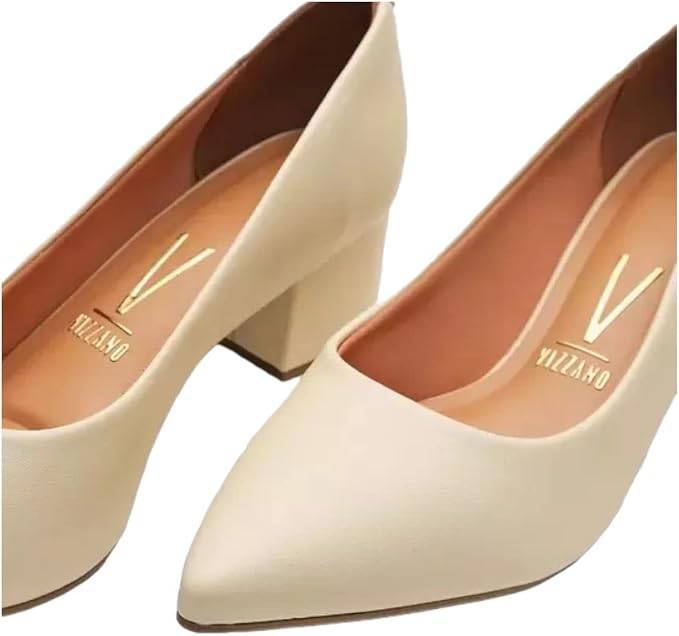 Scarpin Feminino Salto Bloco Pelica Creme Vizzano 1220.315: elegância clássica, conforto e sofisticação para o dia a dia - Imagem 4