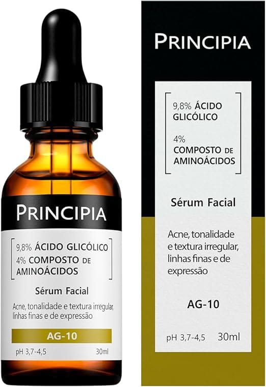 Sérum Ácido Glicólico Principia AG-10 30ml com 9,8% de ácido glicólico e aminoácidos