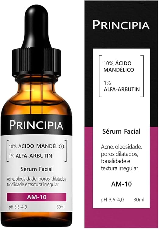 Sérum Ácido Mandélico Principia AM-10 30ml com 10% de ácido mandélico e 1% de alfa-arbutin