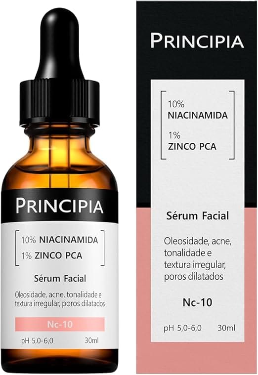 Sérum Niacinamida Principia NC-10 30ml com 10% de niacinamida e 1% de zinco PCA para controle da oleosidade