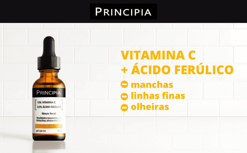 Sérum Vitamina C Principia VC-10 com Ácido Ferúlico 30ml Antioxidante Facial - Imagem 3