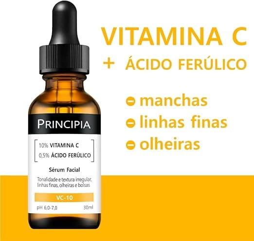 Sérum Vitamina C Principia VC-10 com Ácido Ferúlico 30ml Antioxidante Facial - Imagem 4