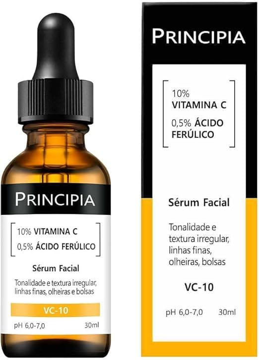 Sérum Vitamina C Principia VC-10 com Ácido Ferúlico 30ml para uniformizar a pele e reduzir manchas
