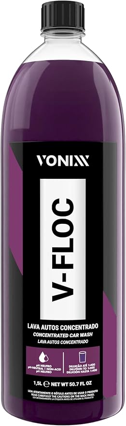 Shampoo Automotivo Vonixx V-FLOC 1,5L concentrado pH neutro para lavagem automotiva