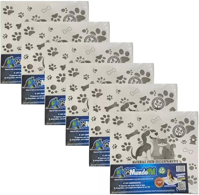 Tapete Higiênico Jornal Pet atóxico e biodegradável com 100 unidades para cães