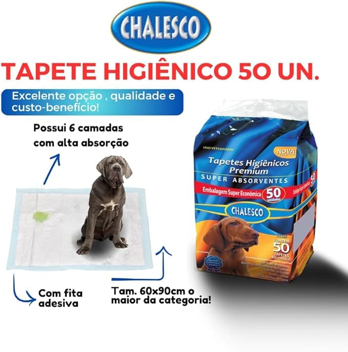 Tapete Higiênico Premium Chalesco 90x60cm com 50 Unidades para Cães - Imagem 3