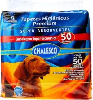 Tapete Higiênico Premium Chalesco 90x60cm com 50 Unidades para Cães