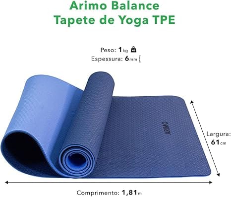 ARIMO Tapete Yoga Premium TPE Antiderrapante 181x61cm 6mm com Bolsa para Transporte - Imagem 12