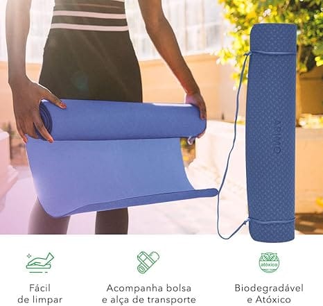 ARIMO Tapete Yoga Premium TPE Antiderrapante 181x61cm 6mm com Bolsa para Transporte - Imagem 8