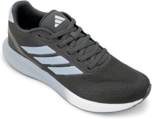 Tênis Adidas Masculino Runfalcon 5 grafite e azul com amortecimento Cloudfoam