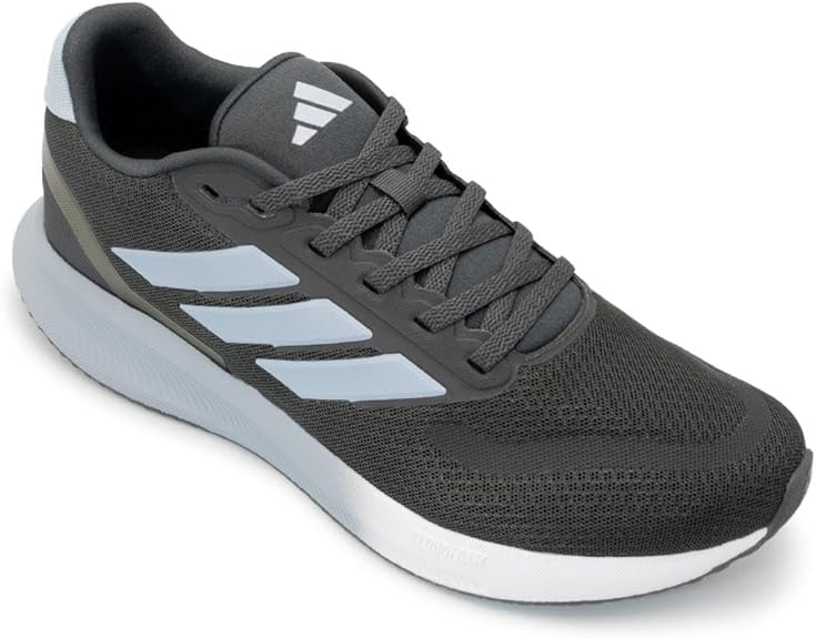 Tênis Adidas Masculino Runfalcon 5 grafite e azul com amortecimento Cloudfoam