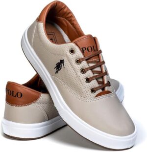 Tênis Masculino Sapatênis da Polo Open OLDSEN bege casual masculino