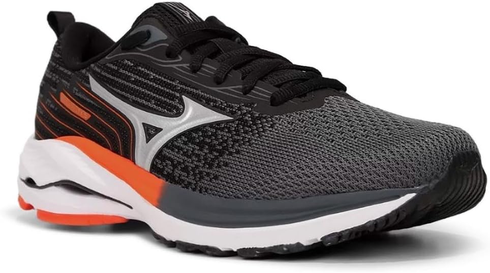 Tênis de Corrida Mizuno Wave Vitality 5 Masculino cinza com detalhes laranja