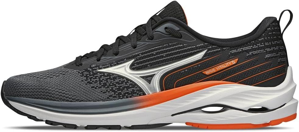 Tênis de Corrida Mizuno Wave Vitality 5 Masculino cinza com detalhes laranja