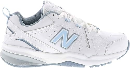 Tênis New Balance 608 V5 Feminino branco e azul para academia e caminhada