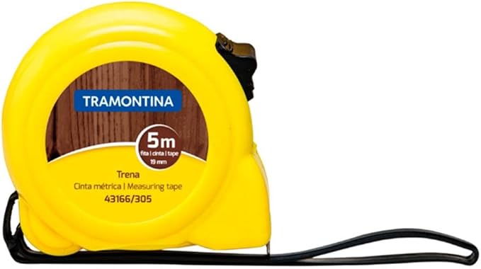 Trena Tramontina 5 Metros com fita de aço temperado e trava métrica profissional