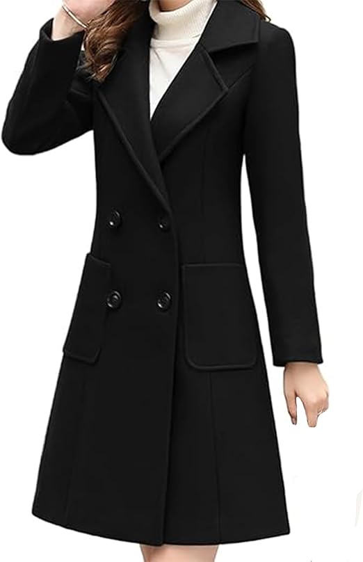 Trench Coat Feminino SOMTHRON Preto Longo: elegância clássica e sofisticação para o inverno - Imagem 5